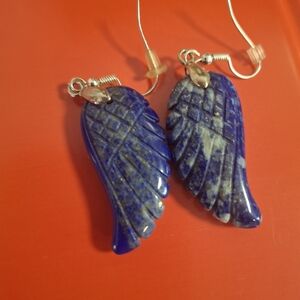 Handcrafted Blue Lapis Angel Wing Drop Earrings